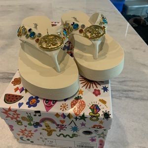 Jeffrey Campbell bejeweled  flip flops size 6
